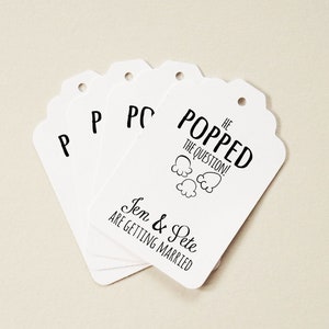 Engagement Party Tags, Custom Popcorn Favor Tags, Personalized Tags, Engagement Gift Tags, Party Favor Tags