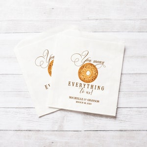 Everything Bagel Favor Bags, Wedding Brunch, White Bakery Bags, Breakfast Reception, Engagement Party - Personalized - Grease Resistant