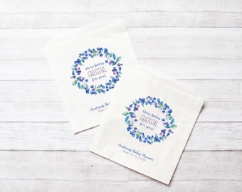 Brunch Favors, Wedding, Bridal or Baby Shower, Donut Bags, Pretzel or Cookie Sacks - Personalized - We're Berry Grateful For You