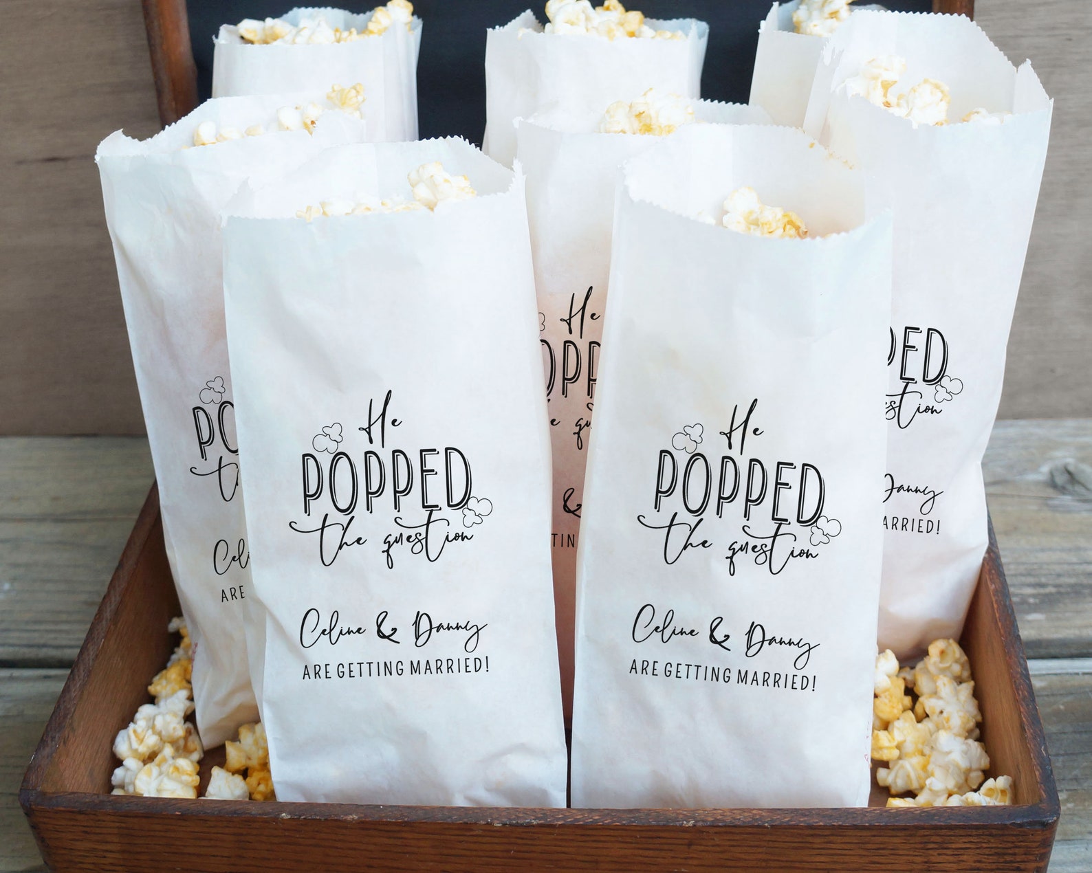 Engagement Party Favors Popcorn Bags He Popped The Question Etsy