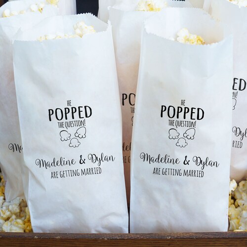 Engagement Party Favor Bags Popcorn Buffet He Popped the Etsy