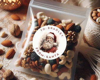 Santa Stickers, Christmas Gift Labels, Personalized - Large 2 3/8 Inches Stickers