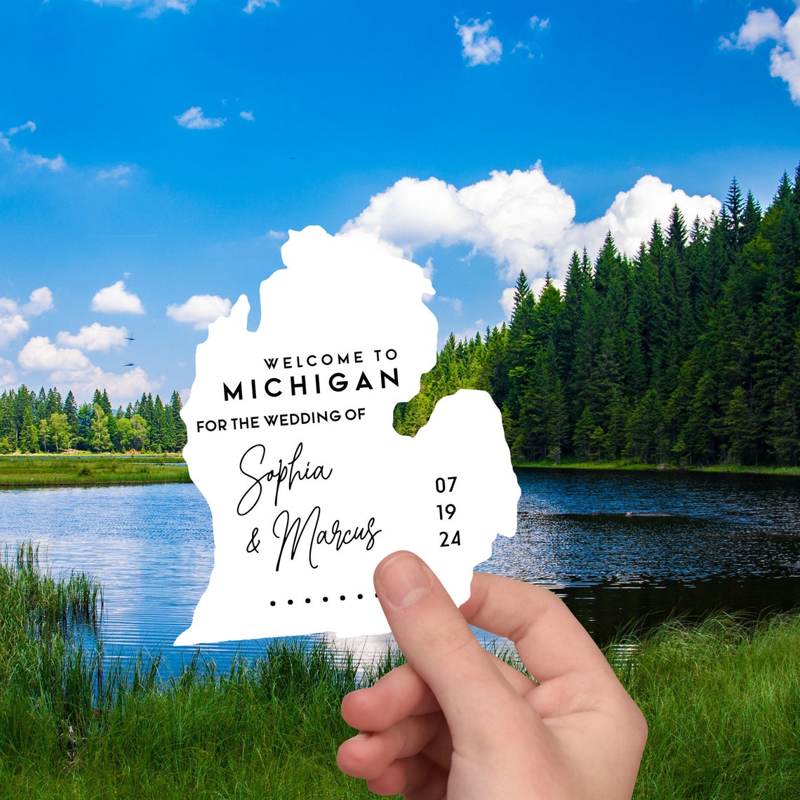 Michigan Edition Label Michigan Welcome Bag Stickers, Wedding Favor Labels, Engagement Party ...