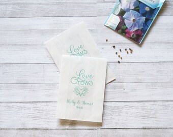 Love Grows Seed Packet, Flower Seed Pack Favors, Wedding Favor, Bridal Shower, Engagement Party - Personalized, Customized