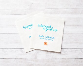 Destination Wedding Favor Bags, Wedding Brunch, Bridal Shower, Engagement Party - Personalized - Grease Resistant
