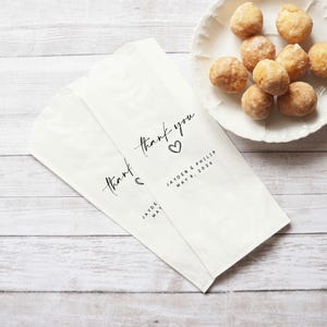 Danke Leckerli Tasche, Donut Hochzeitsbevorzugung, Verlobungsfeier Popcorn Taschen, Brautparty - Fettbeständig - Personalisiert