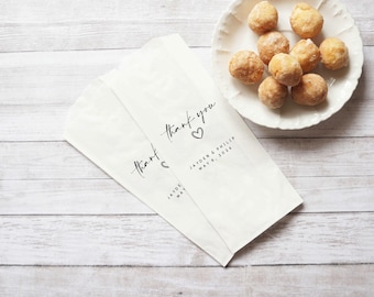 Thank You Treat Bag, Donut Wedding Favor, Engagement Party Popcorn Bags, Bridal Shower - Grease Resistant  - Personalized
