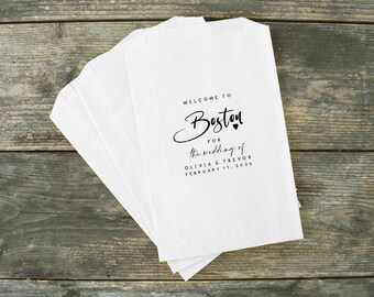 Destination Wedding Welcome Bags, Extra Large for Sandwiches, Burgers, Bagels or Large Sweet Treats, Grease Resistant - Personalized