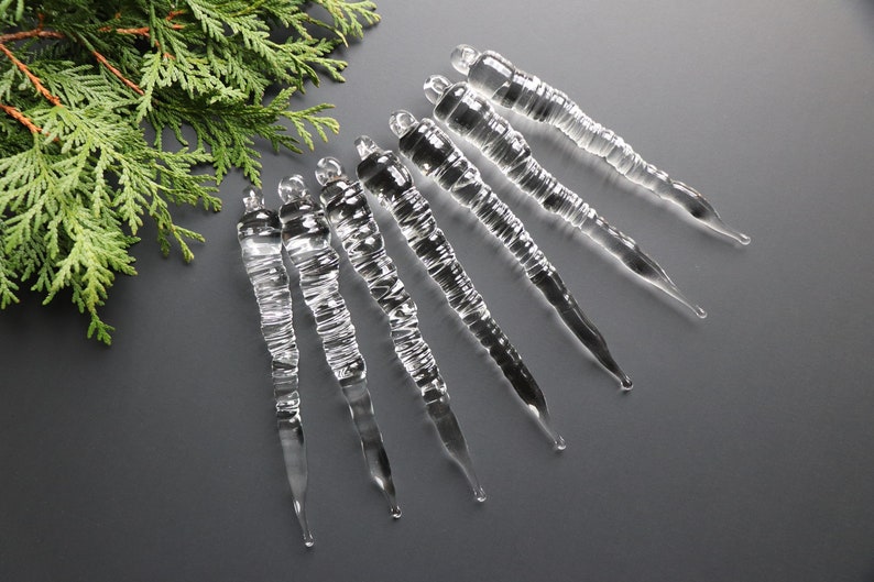 Clear Glass Icicle Ornaments for Holiday Christmas Decorations Etsy