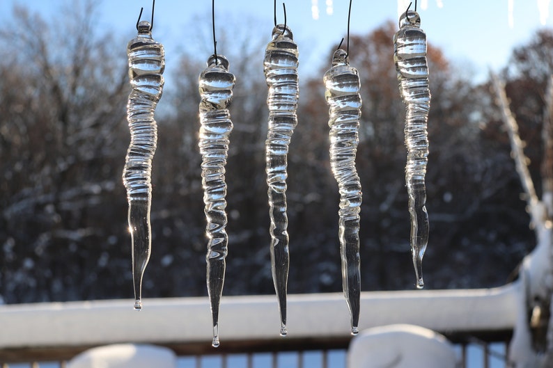 Clear Glass Icicle Ornaments for Holiday Christmas Decorations Etsy
