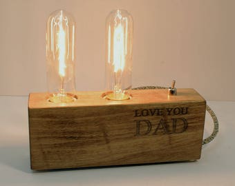 Wooden Edison Lamp Desk Lamp Table Lamp Edison Bulb Fabric Etsy