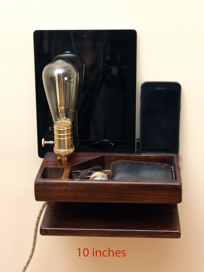 Floating Bedside Table Shelf Wall Charging Station Organizer Small Nightstand With Lamp Docking Large