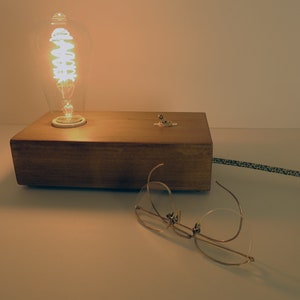 Edison Table Lamp, Wood Block Lamp