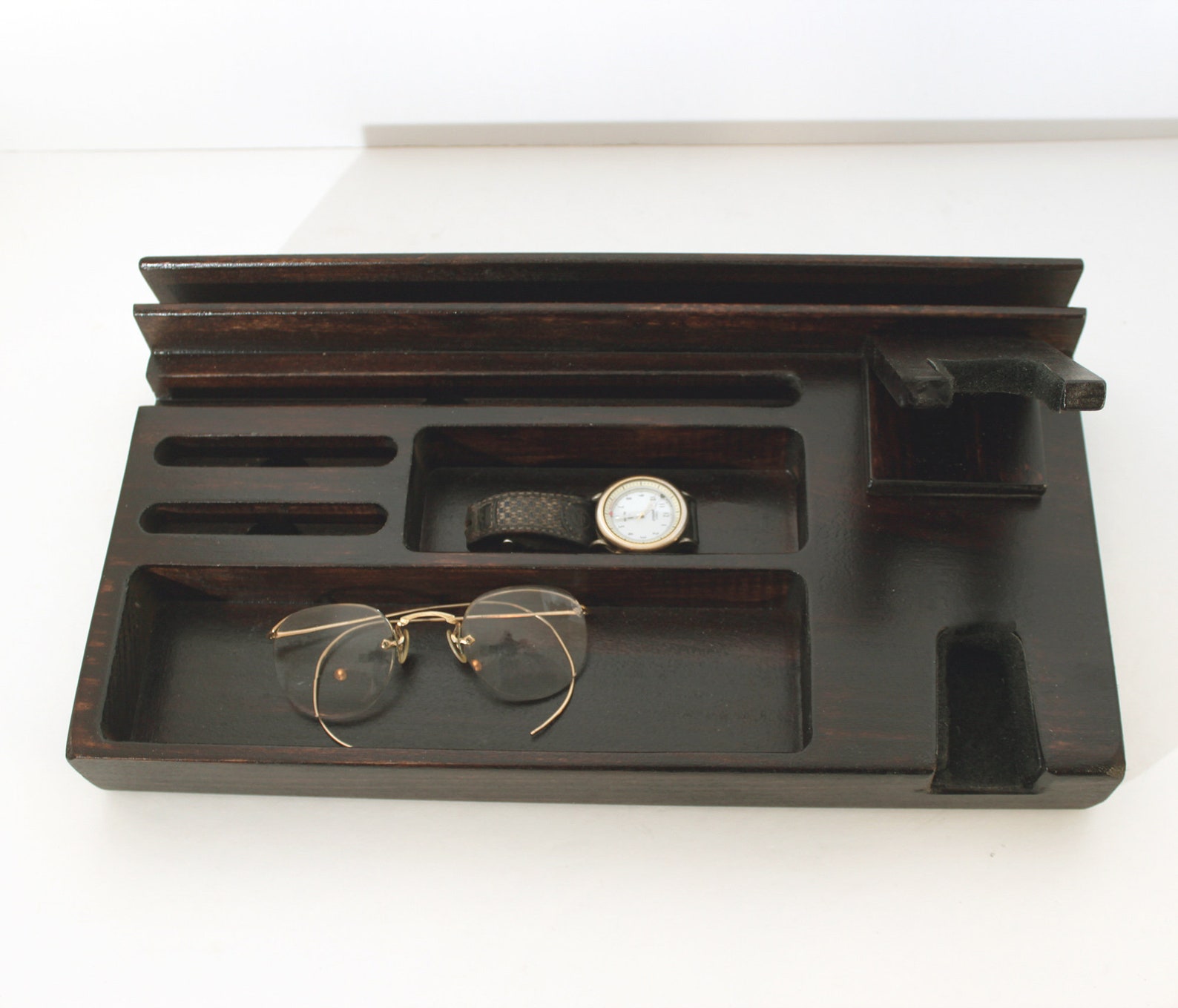 Wood organizer for gun bedside table gun holder mens gift Etsy