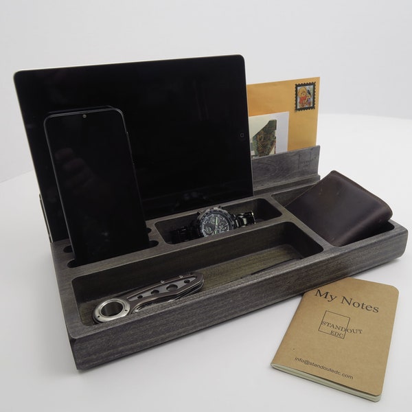 Large Organizer, Personalized Docking Station, Home Gift, Couple Gift, Wood Docking Station for Multiple Devices, Wooden Gift for Men