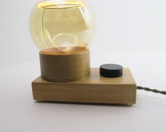 Gift for special occasion, LED modern Lamp-wood lamp with dimmer, Table Lamp, special Bulbs, unique original Lighting, corporate gift