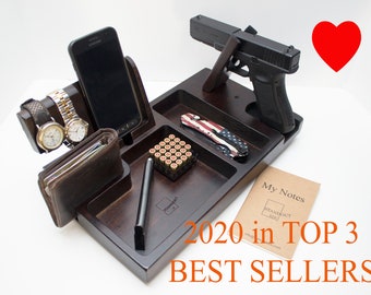 Personalized gift,  Medium  EDC VALET tray Phone Docking Station for gun, Charging Station, Night Organizer