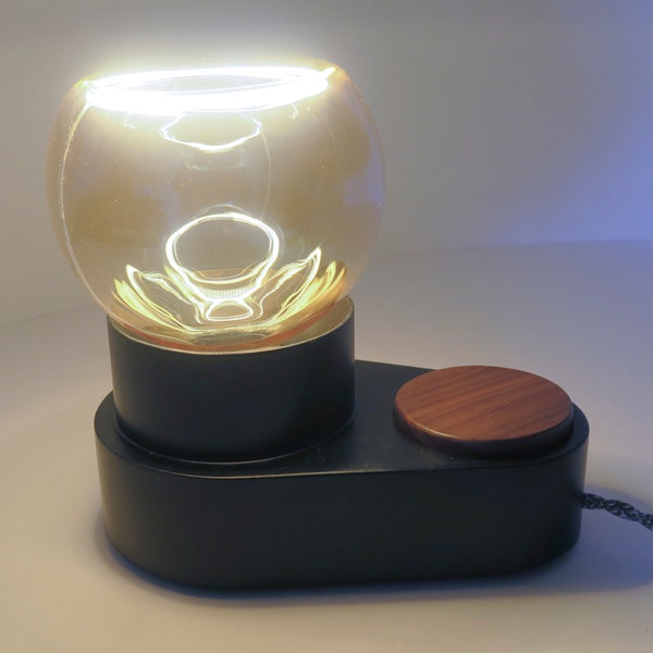 LED modern Lamp  Oval - wood lamp with dimmer - European look lighting - unique light - original Lighting - Unique LED Bulb - Choice of Knob