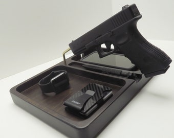 edc dump tray, Personalized gift for men, tech organizer, display charger VALET tray, Phone Docking Station for gun,  Night stand Organizer