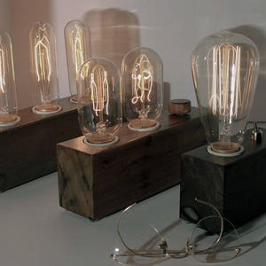 Reclaimed Wood Edison Lamp: Handmade Desk Light