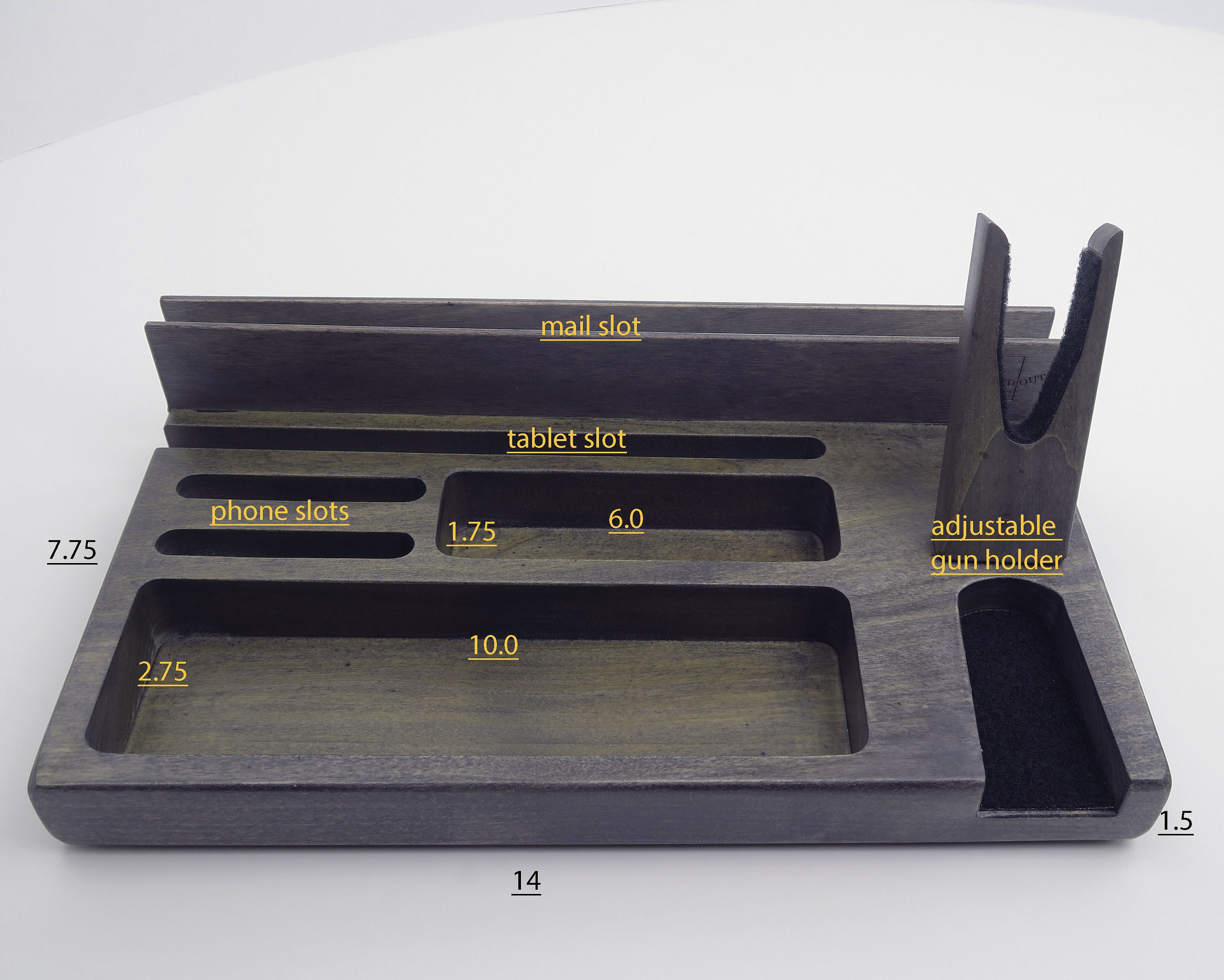 Wood organizer for gun bedside table gun holder mens gift Etsy España