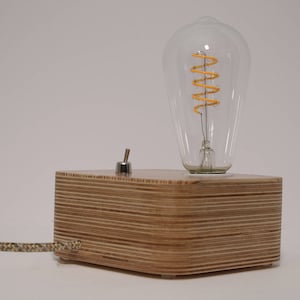 Modern Edison block Lamp, Edison Wood lamp, LED Table Lamp, Desk Lamp,  wood lamp, Industrial Lamp, unique lighting, Industrial Lighting