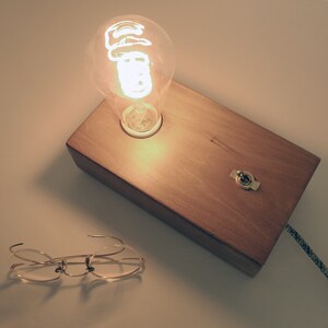 Edison Table Lamp, Wood Block Lamp