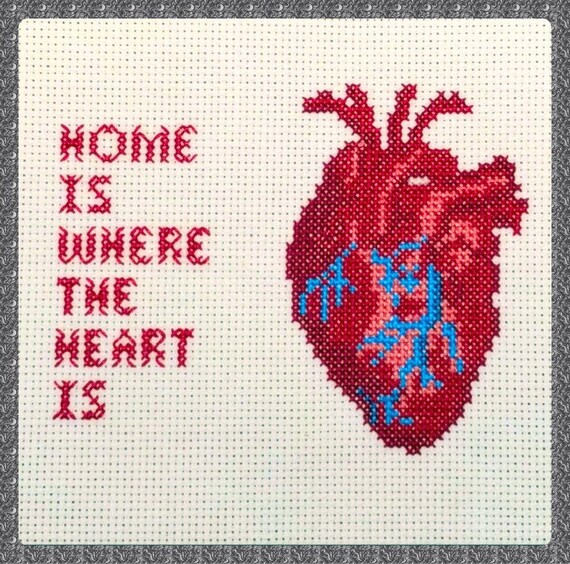 Home Is Where The Heart Is Handmade Cross Stitch Etsy