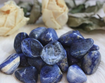 Sodalite Tumbled Stone ~ Medium sized pocket crystal ~ Reiki Healing ~ Throat Chakra ~ polished rock ~ wire wrapping