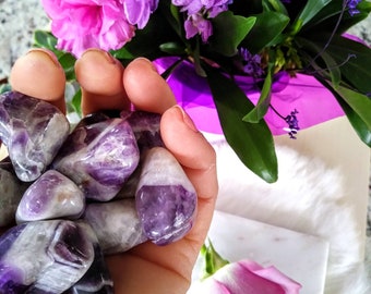 Beautiful Chevron Amethyst Tumbled Stone - medium size - freeform pocket stone - decoration - crystal grid -