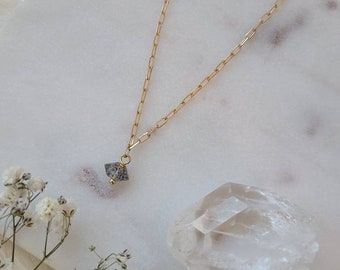 Herkimer Diamond Drop Necklace ~ 14k Gold Vermeil link chain ~ 16" Princess length ~ Vibe Higher Collection