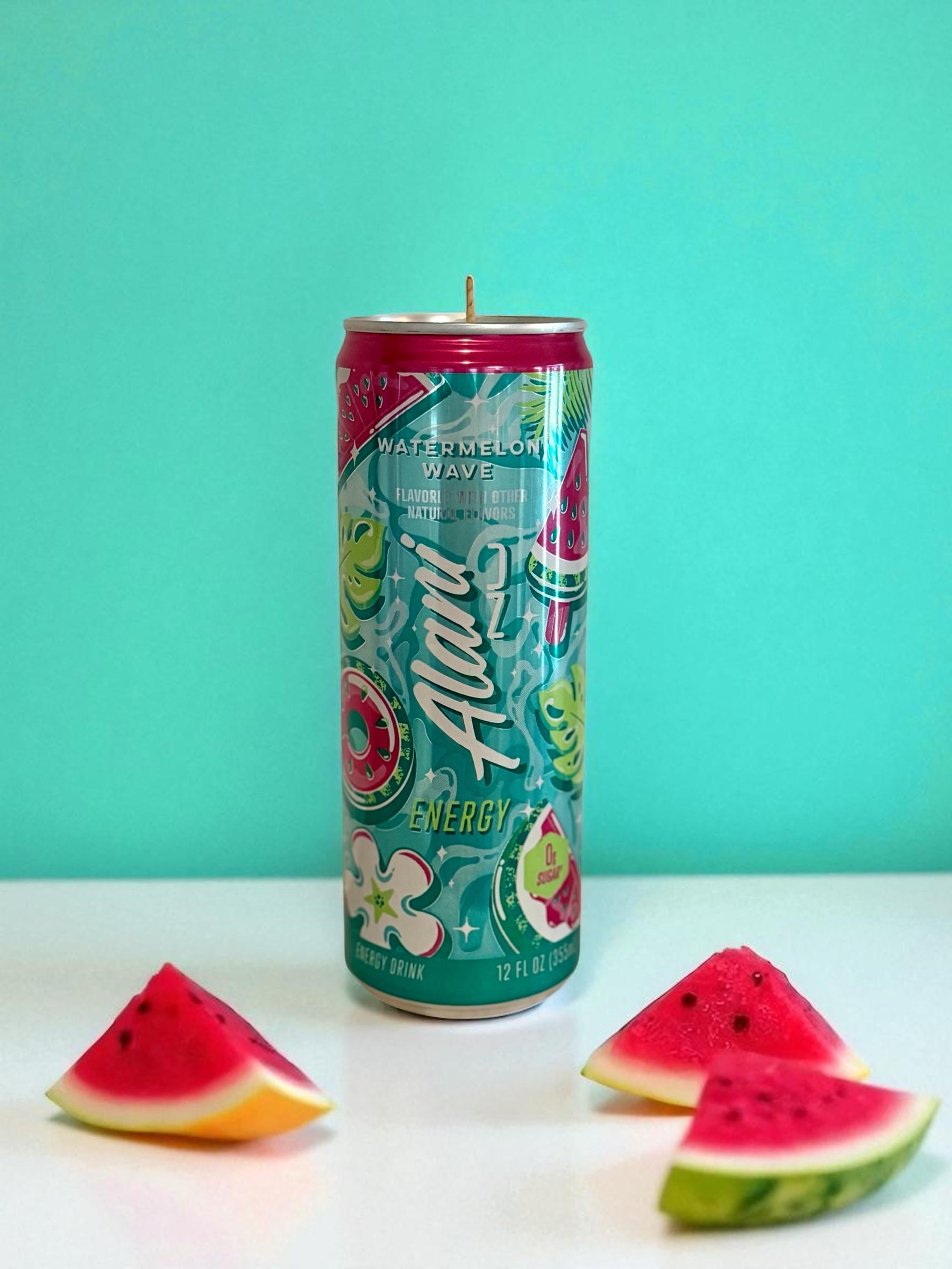 Alani Nu Watermelon Wave Candle: Recycled Energy Drink Can, Soy