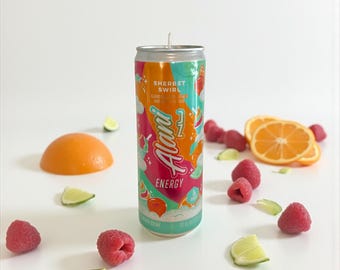 Alani Nu Sherbet Swirl Candle: Recycled Energy Drink Can, Soy Wax, Birthday Gift, Christmas Gift, Alani Candle
