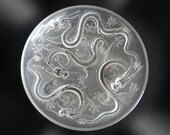 Verlys France large art glass dish bowl with dragons - marked R Lalique