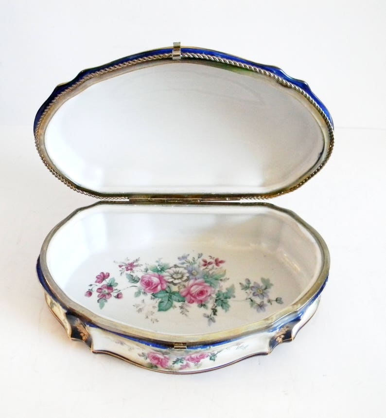 Limoges porcelain large dresser box with victorian couple and Etsy