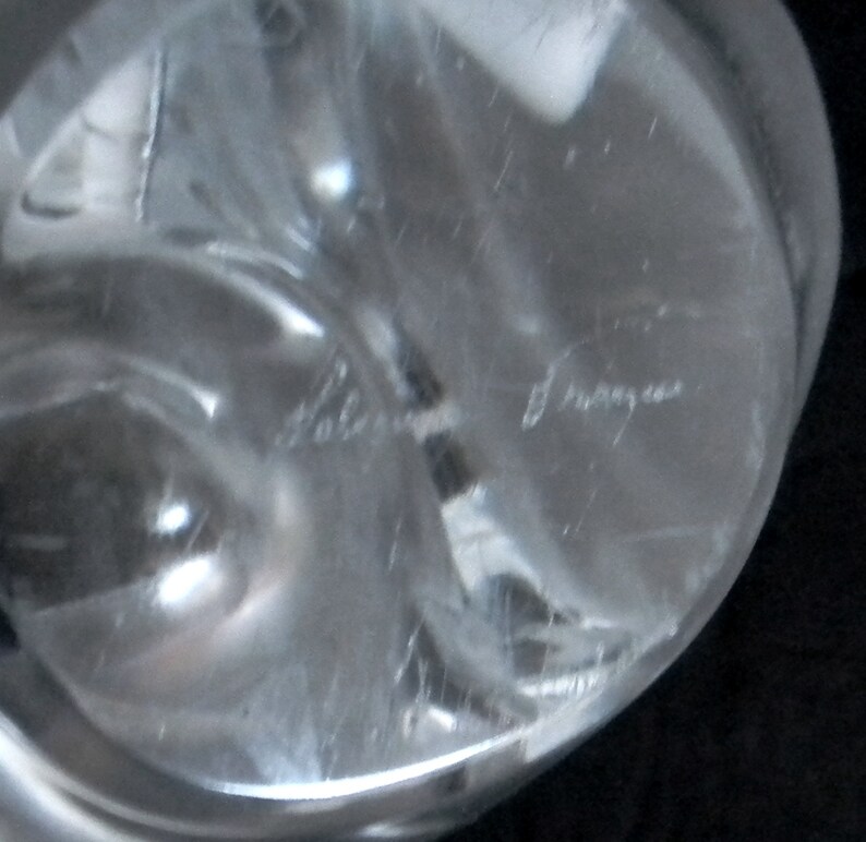 Lalique Heavy Art Glass SYLVIE Vase With Flower Frog Insert Etsy