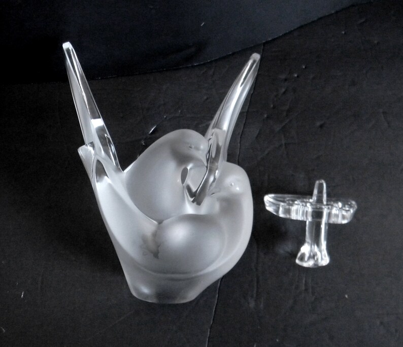 Lalique Heavy Art Glass SYLVIE Vase With Flower Frog Insert Etsy