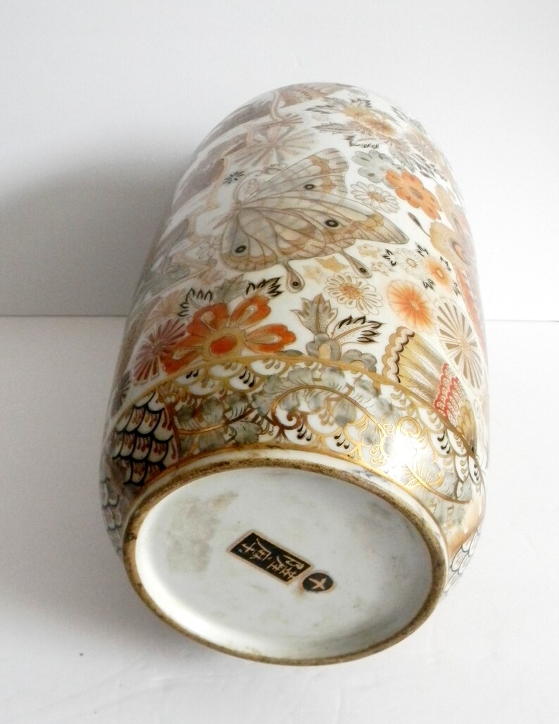 Japanese Vintage Satsuma TALL Vase Shimazu Family Crest Etsy Australia