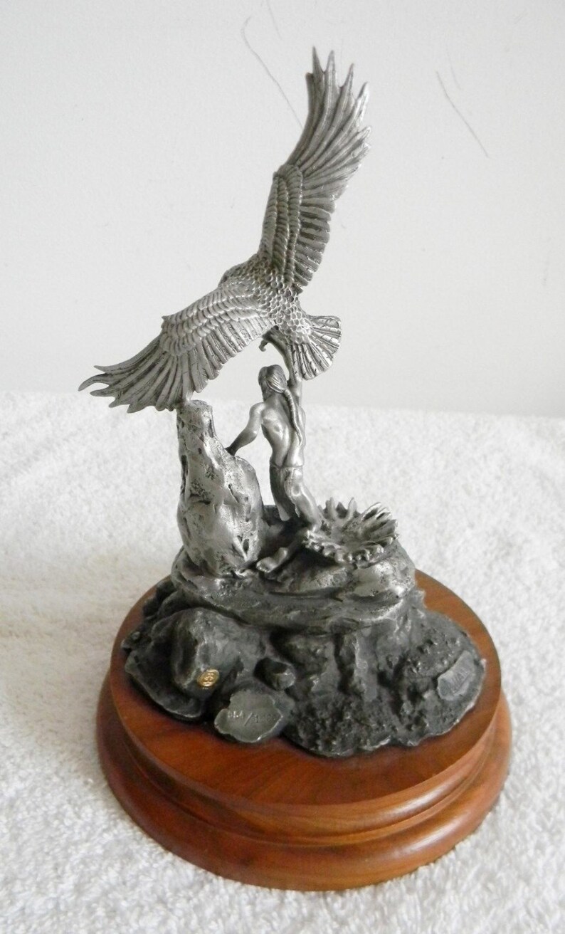 Chilmark Fine Pewter Figurine of American Indian and Eagle A Etsy