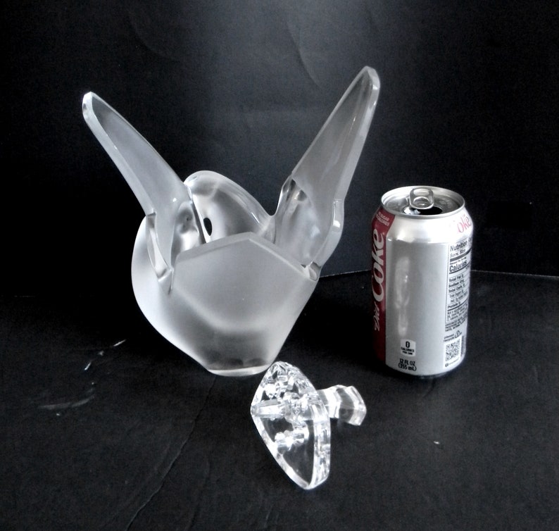 Lalique Heavy Art Glass SYLVIE Vase With Flower Frog Insert Etsy