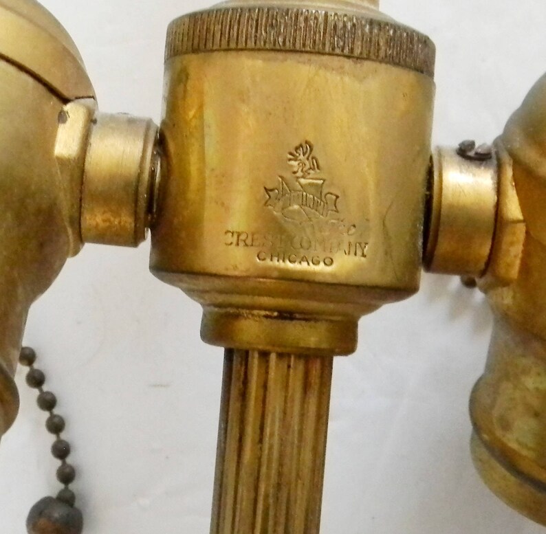 Crest Company of Chicago Vintage Brass Lamp With White Etsy