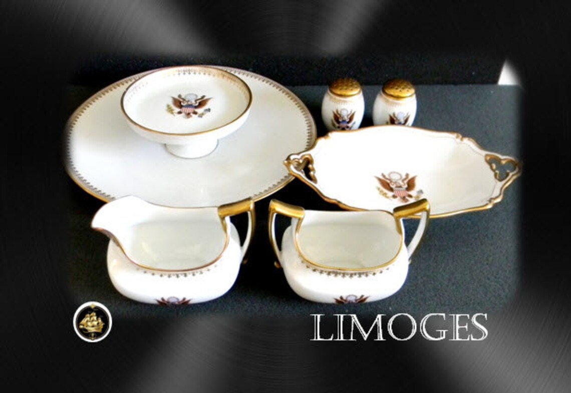 T and V Limoges With Seal of the United States and Gold Etsy