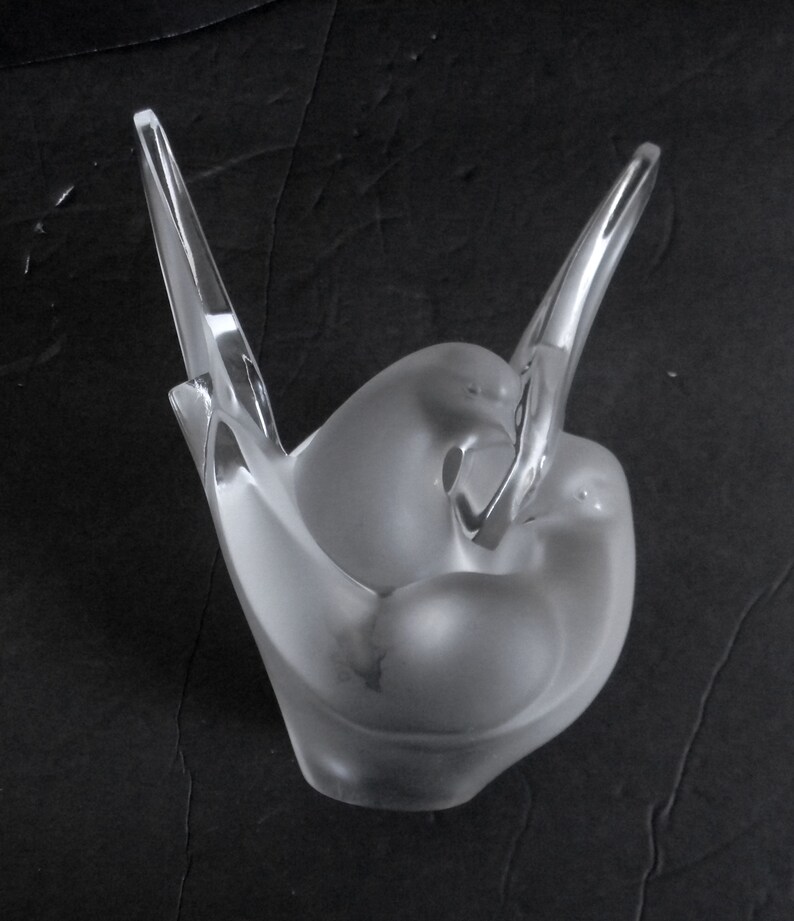 Lalique Heavy Art Glass SYLVIE Vase With Flower Frog Insert Etsy