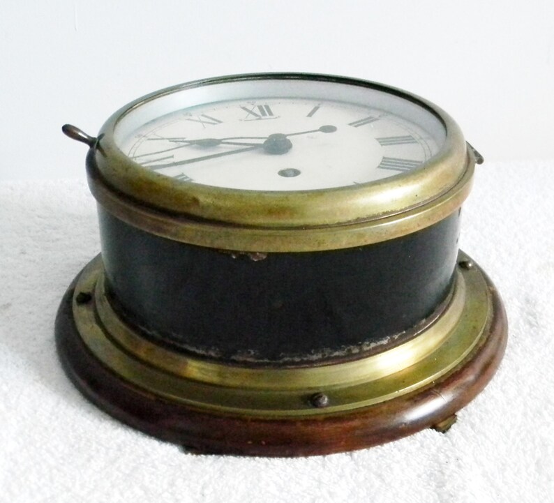 British Maritime Brass Key Wind Ship Clock Made in England Etsy