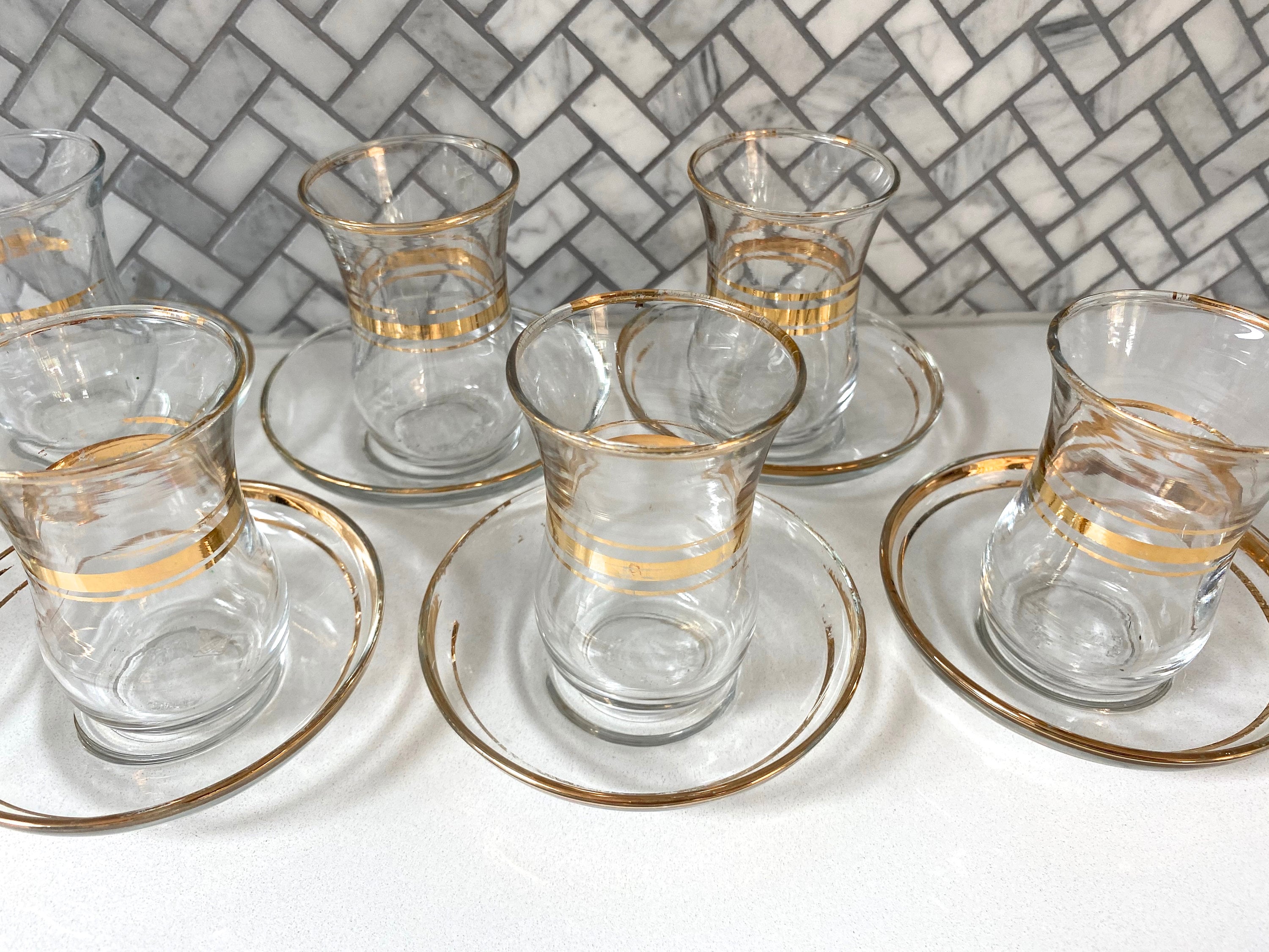 Turkish Tea Glasses and Saucers Set of 8 Pasabahce Made Etsy