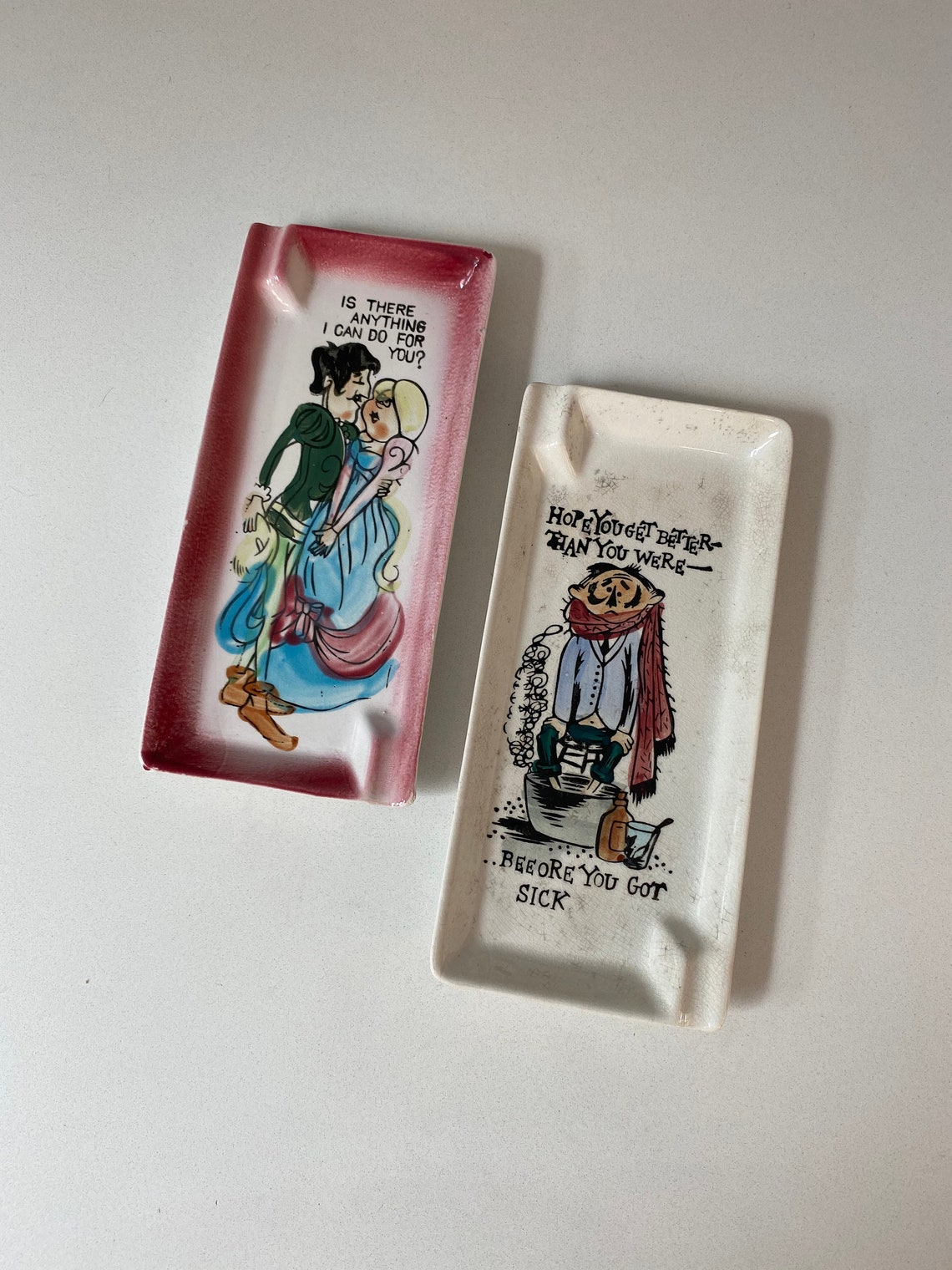 Kitschy Funny Ashtrays Set of 2 Etsy