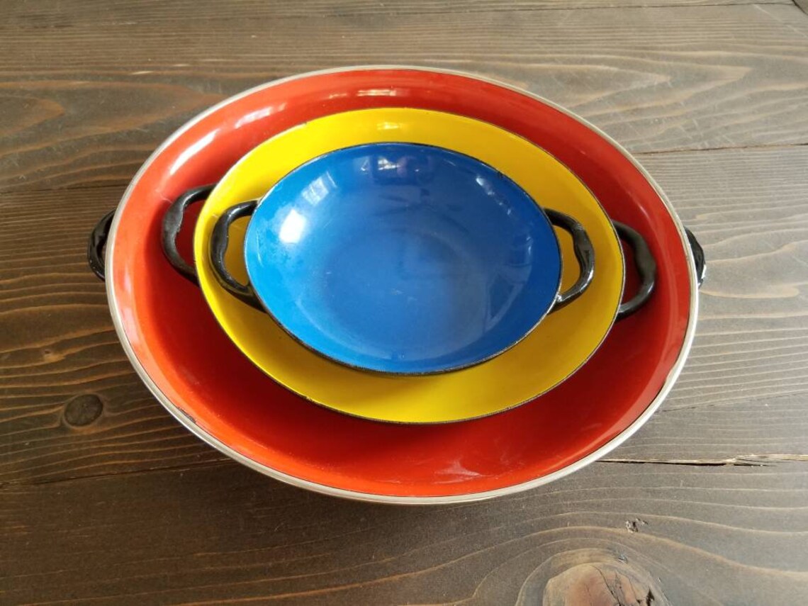 Enameled Pans set of 3 Etsy