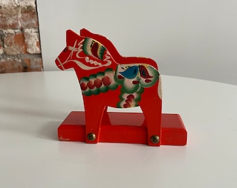 Vintage Swedish Dala Horse Napkin Holder