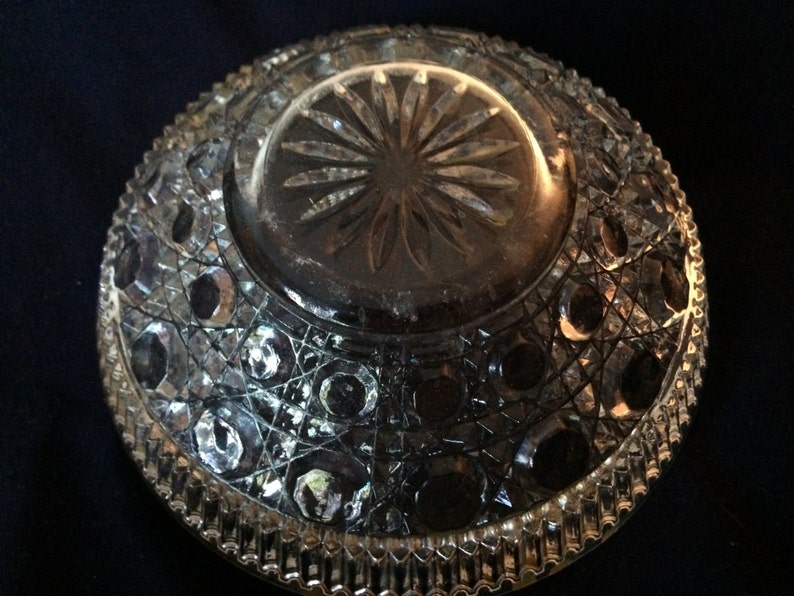 Pressed Glass Clear Button and Cane Design FEDERAL GLASS 7 12 Bowl Windsor Pattern