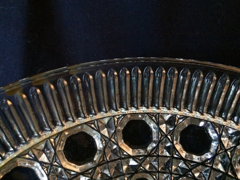 Pressed Glass Clear Button and Cane Design FEDERAL GLASS 7 12 Bowl Windsor Pattern